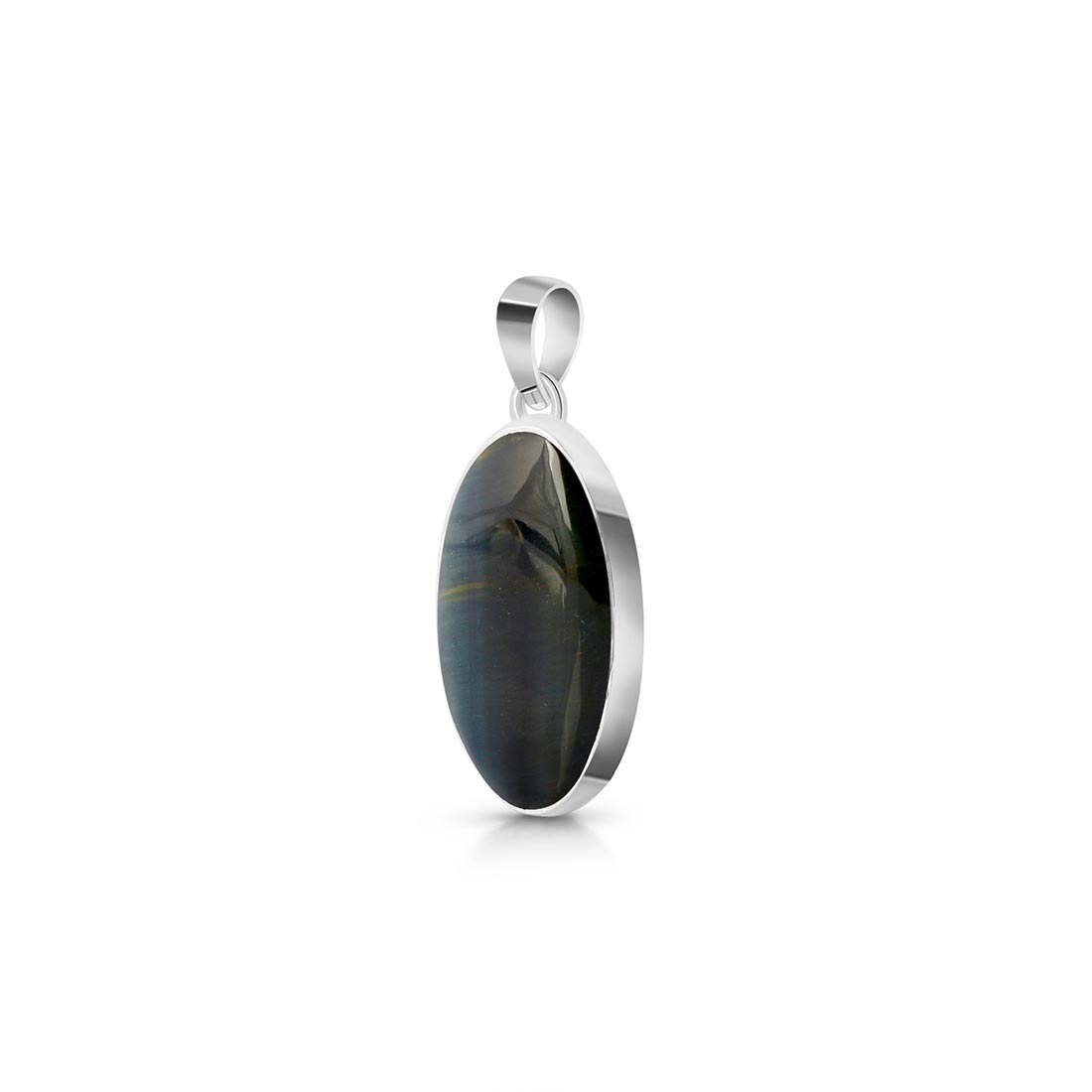 Premium Blue Tiger Eye Pendant - Elegant Silver Jewelry (BTE-P-10)