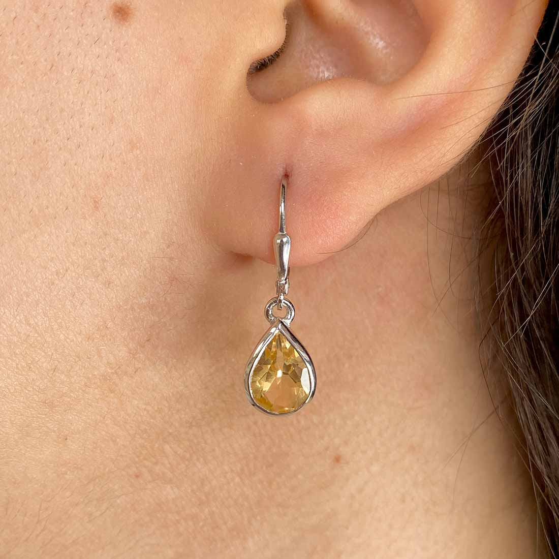 Premium Citrine Leverback Earrings - Ultimate Elegance (CIT-SE-742)