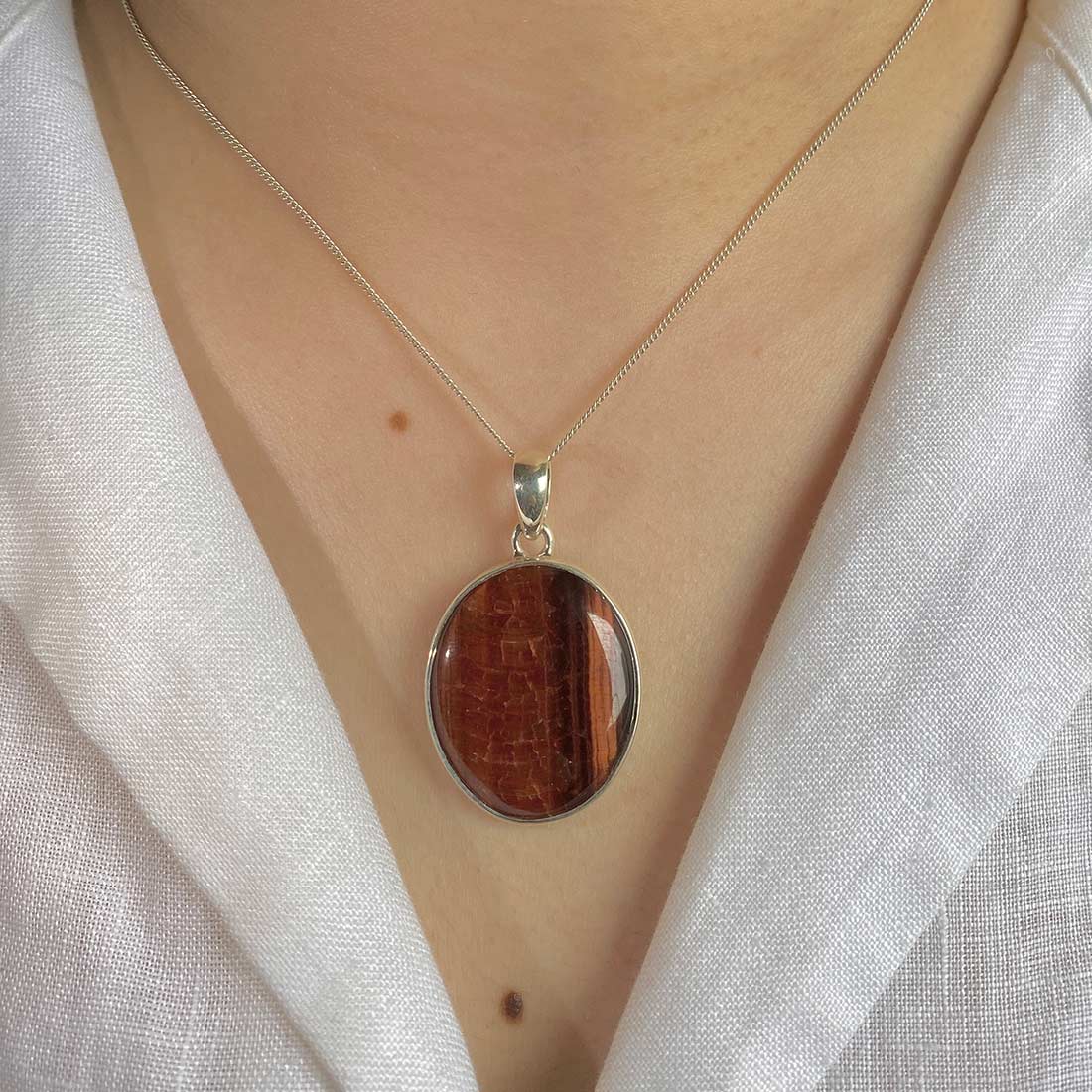 Premium Red Tiger Eye Pendant - Sagacia Statement Jewelry