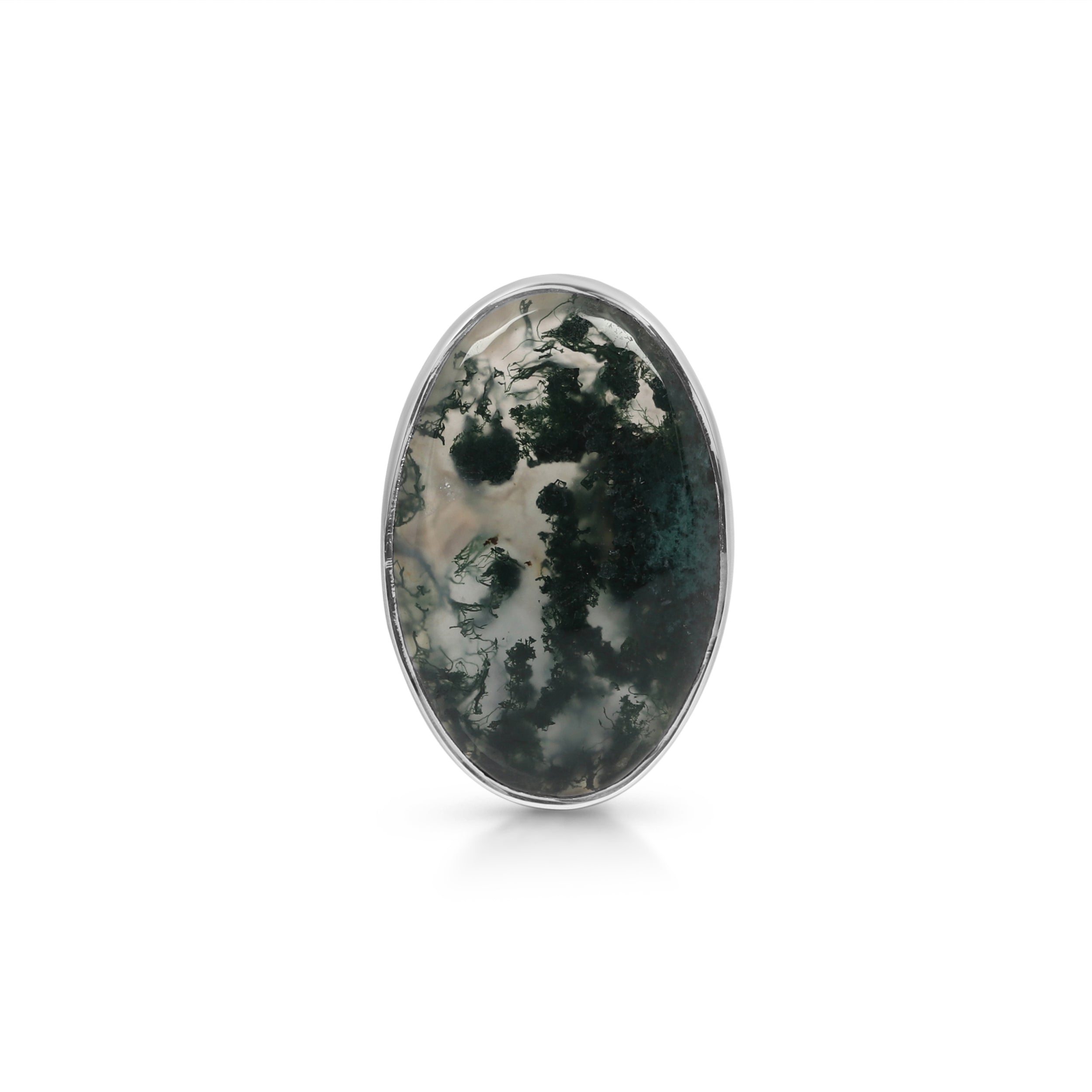 Premium Moss Agate Adjustable Ring - Elegant Statement Jewelry (MOA-R-29)