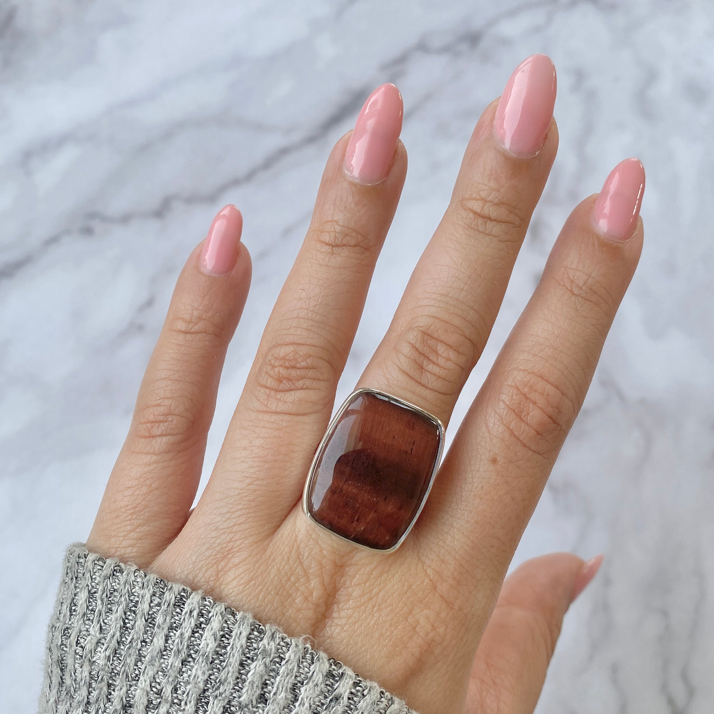 Premium Red Tiger Eye Adjustable Ring - Bold & Authentic (RTE-R-27)