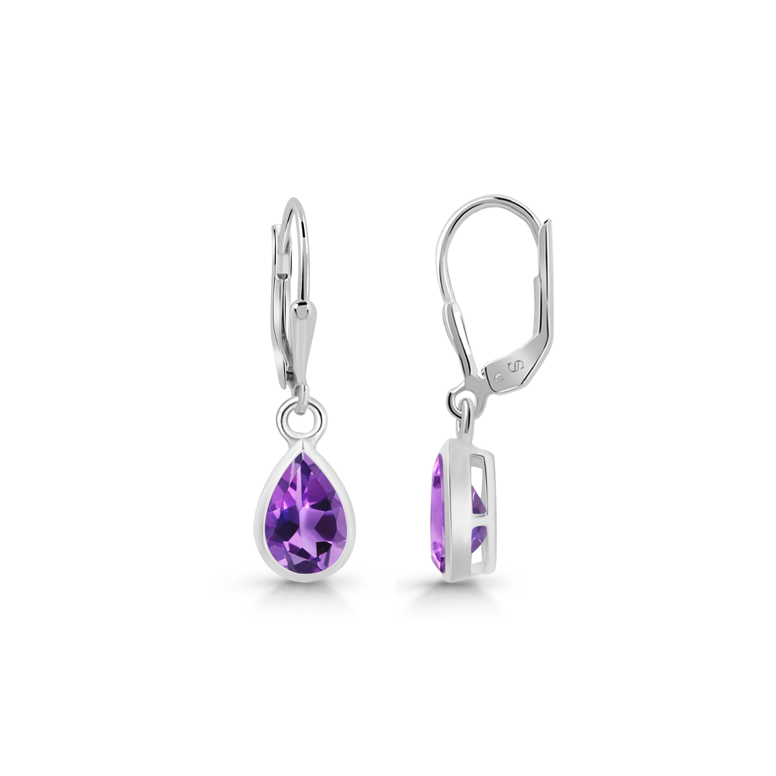 Premium Amethyst Leverback Earrings - Ultimate Elegance (AMT-SE-679)