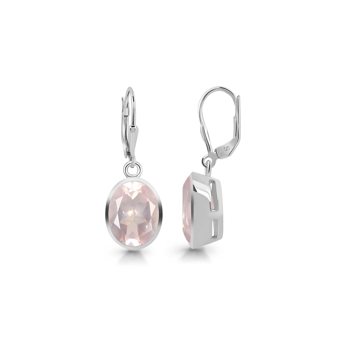 Premium Rose Quartz Leverback Earrings - Elegant & Calming (RSQ-SE-709)