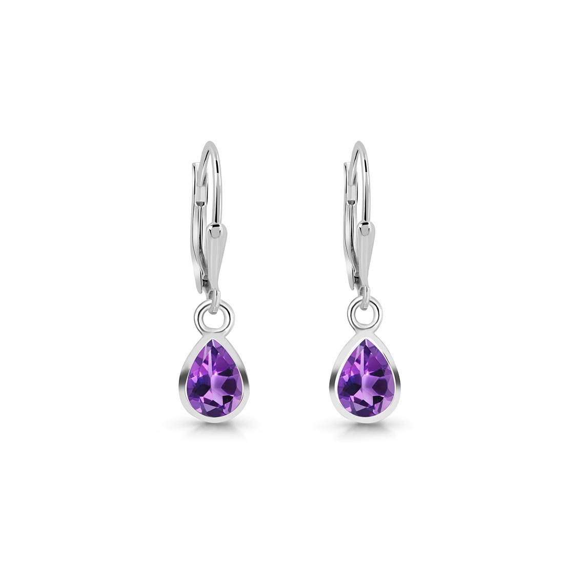 Premium Amethyst Leverback Earrings - Elegant 925 Sterling Silver (AMT-SE-1317)