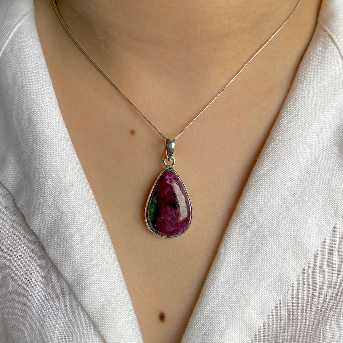 Premium Ruby Zoisite Pendant - Ultimate Elegance in Sterling Silver