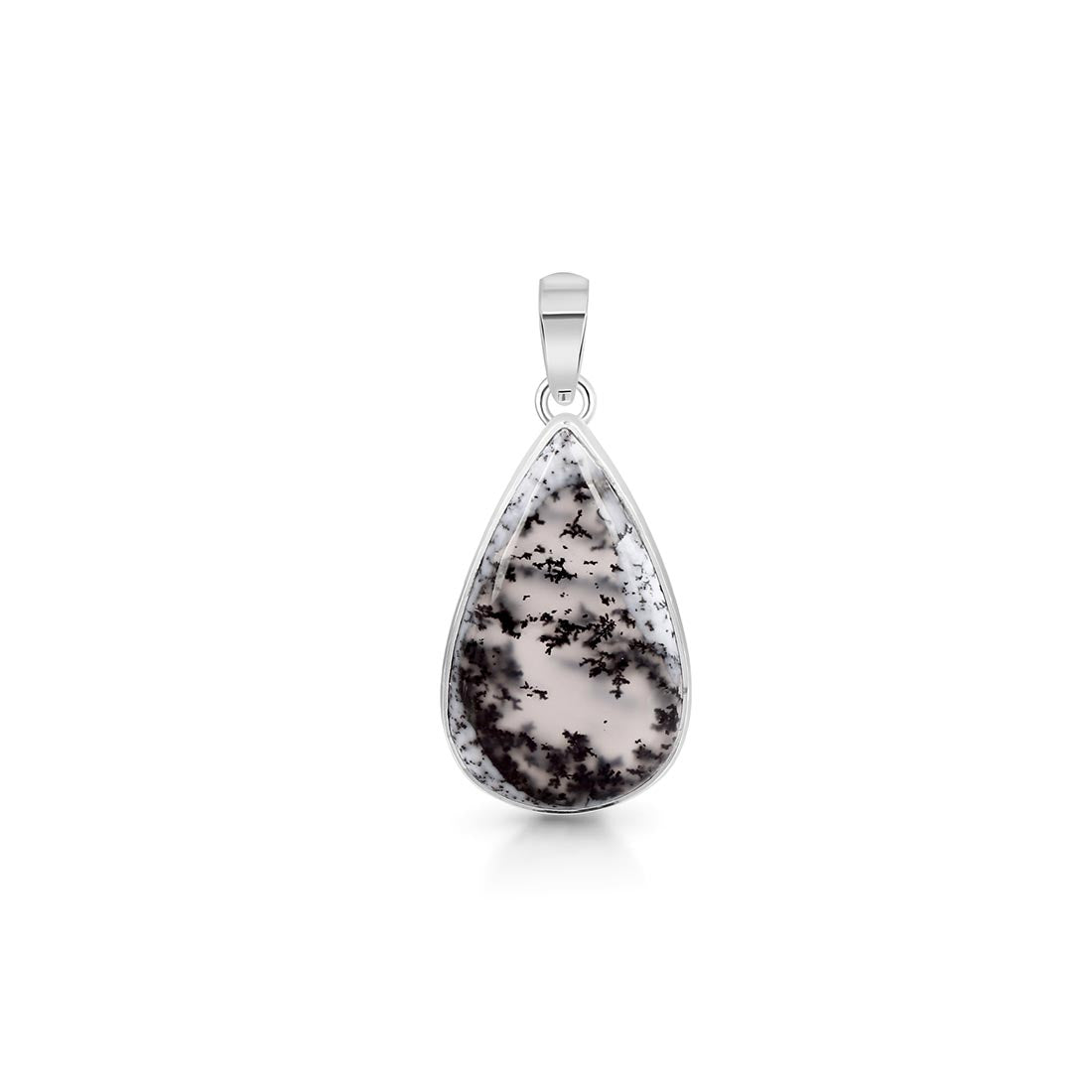 Premium Dendritic Agate Silver Pendant - Elegant & Authentic (DDA-P-16)