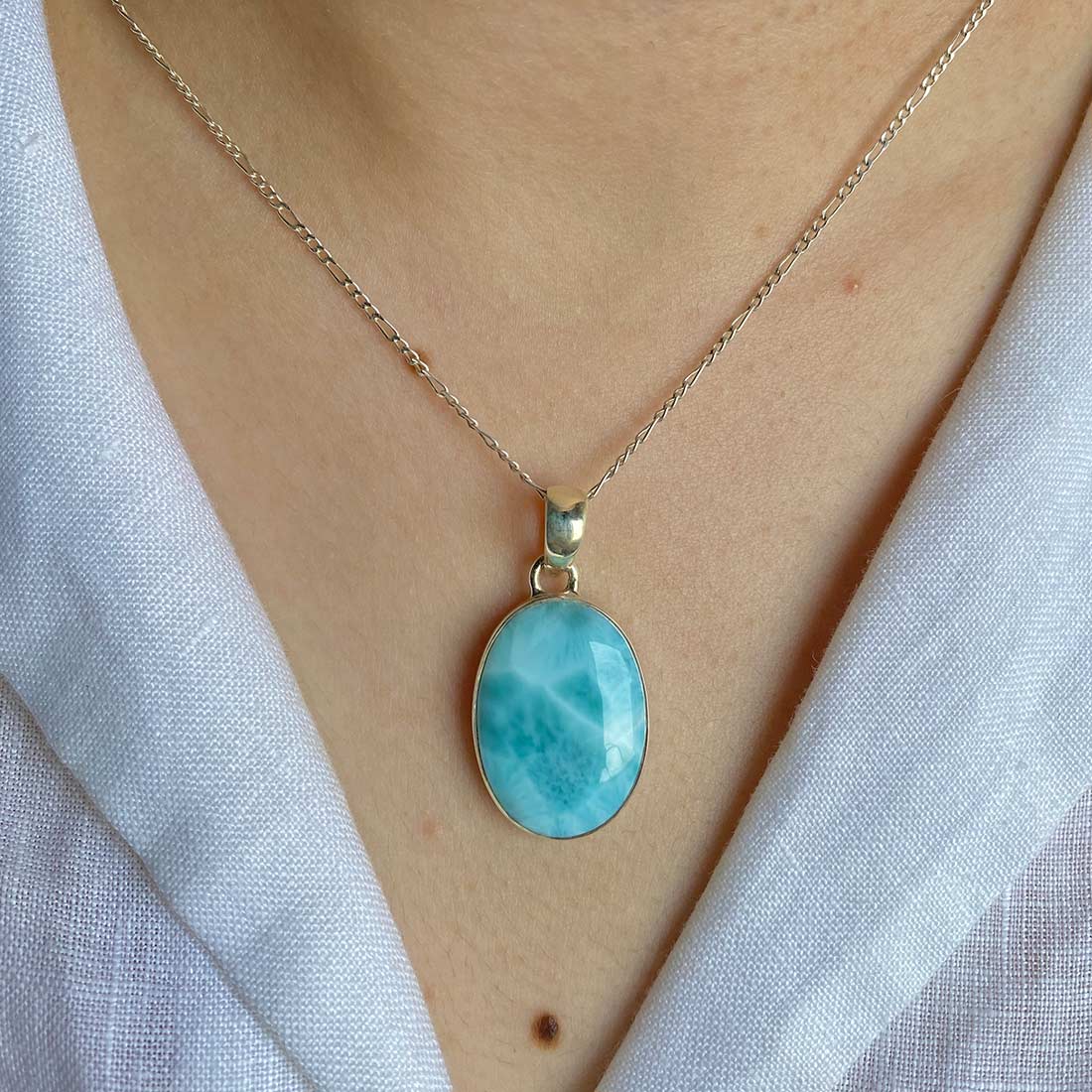 Premium Larimar Healing Pendant - LAR-P-36