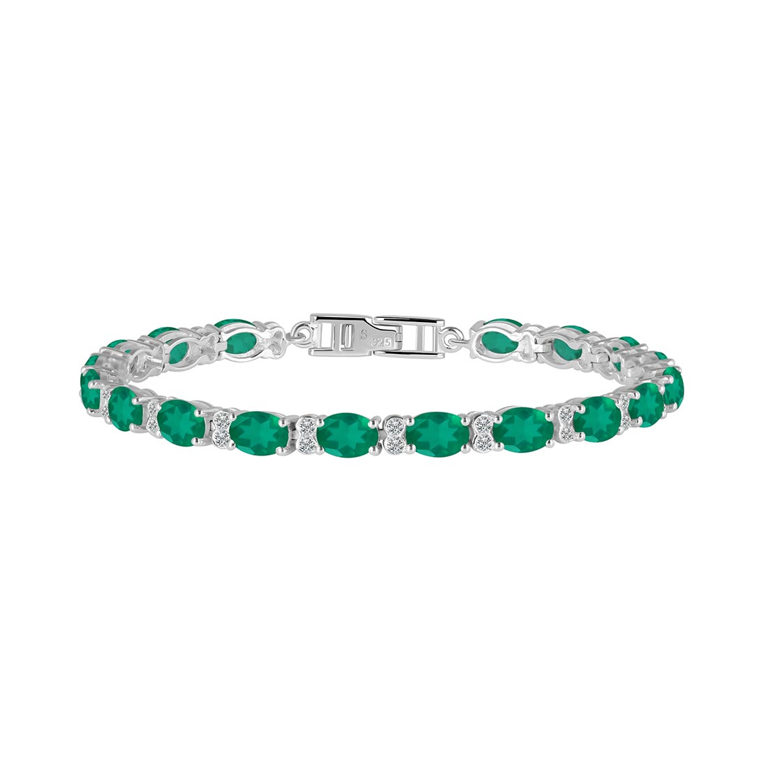 Premium Green Onyx Bracelet - Elegant 925 Sterling Silver Jewelry (GRO-SB-108)