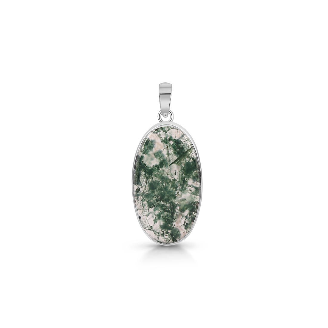 Premium Moss Agate Pendant - Ultimate Elegance in Sterling Silver