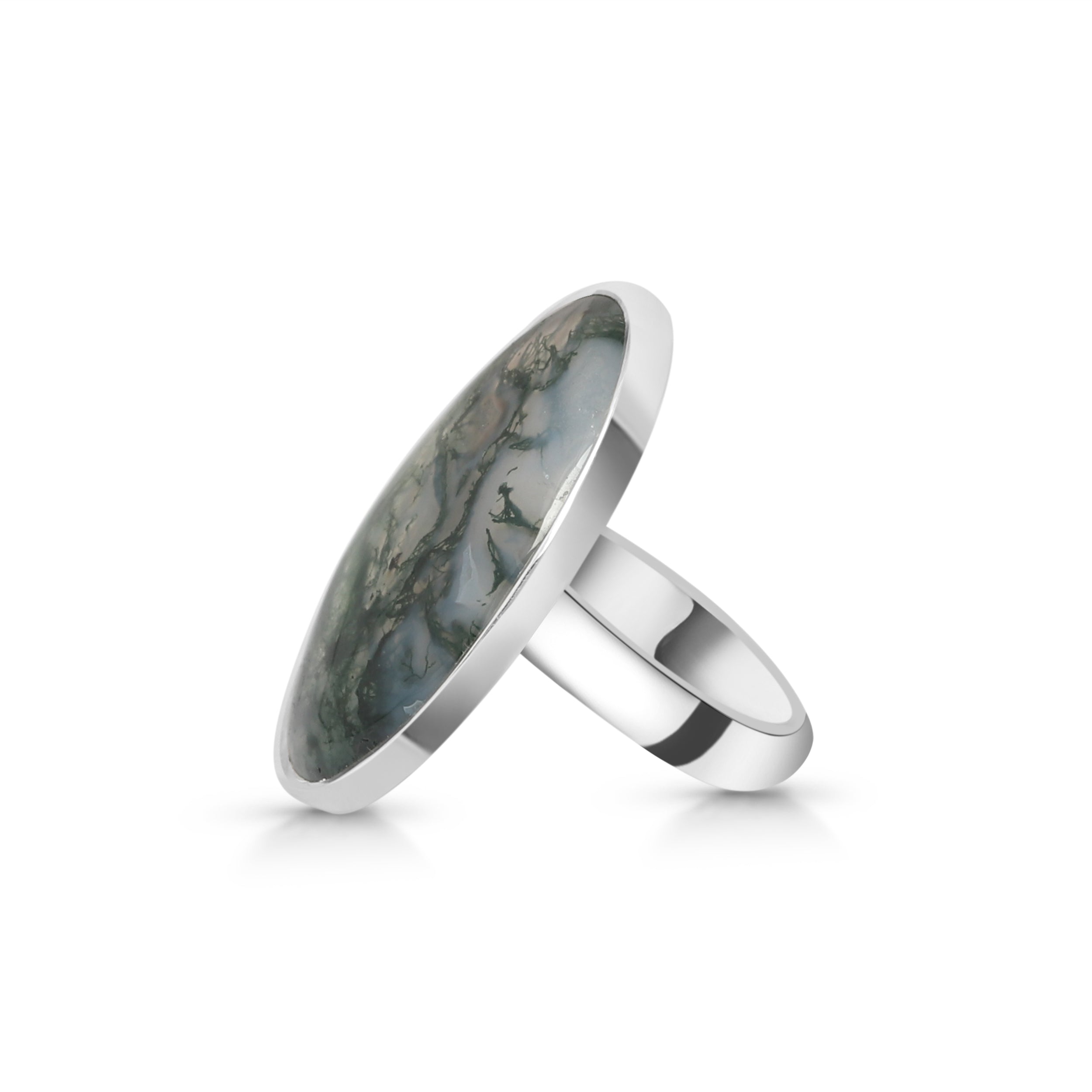 Premium Moss Agate Adjustable Ring - Ultimate Elegance (MOA-R-15)