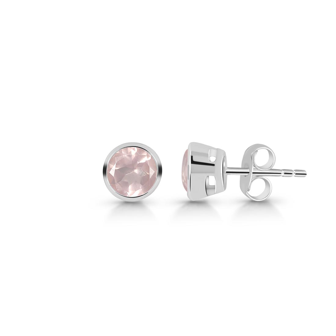 Premium Rose Quartz Stud Earrings - Ultimate Elegance (RSQ-SE-1425)