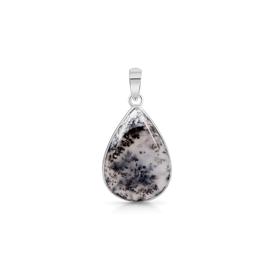 Premium Dendritic Agate Pendant - Elegant 925 Silver Jewelry