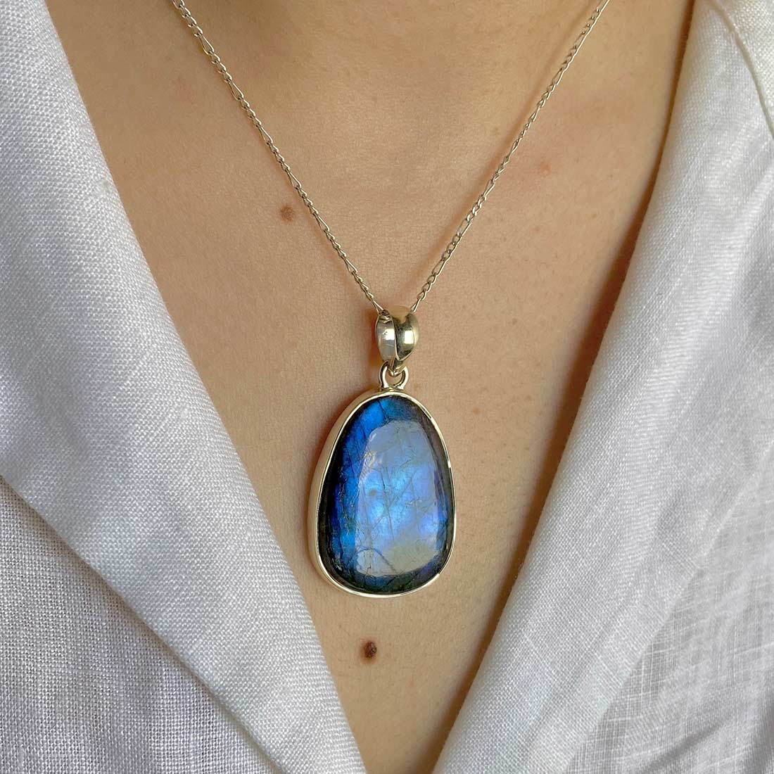 Premium Labradorite Pendant - Ultimate Transformation Jewelry (LBD-P-9)