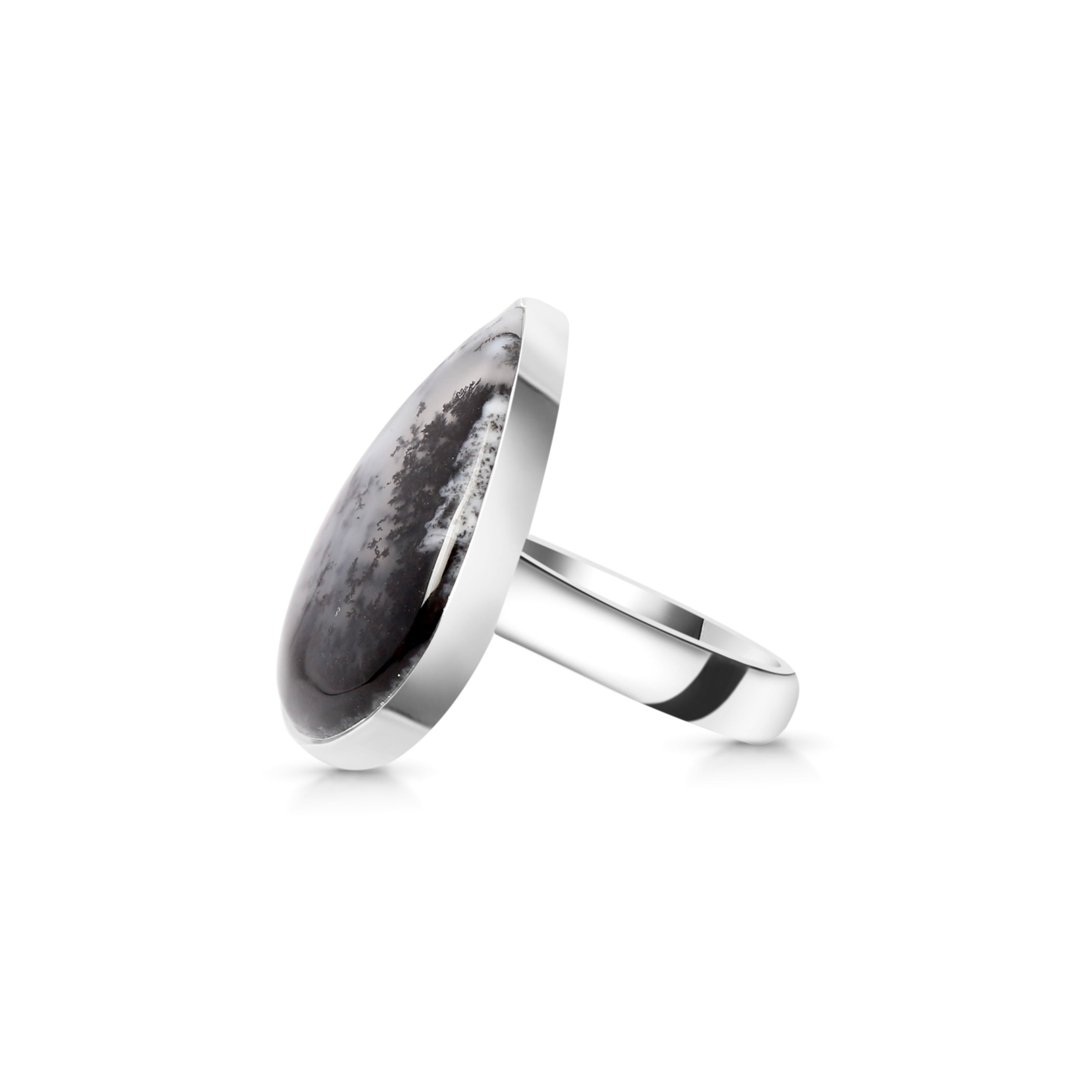 Premium Dendritic Agate Adjustable Ring - Ultimate Statement Jewelry