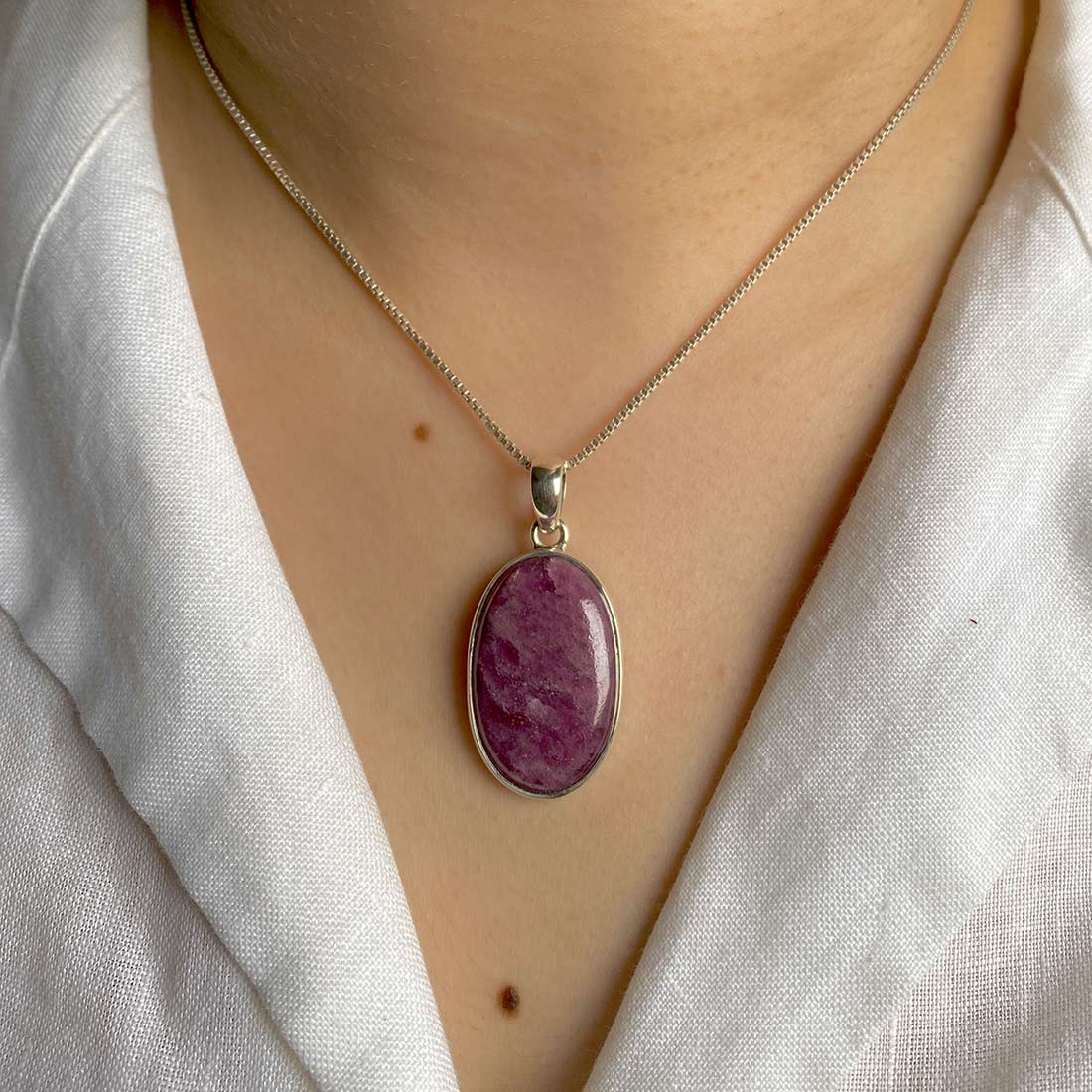 Premium Pink Ruby Zoisite Pendant - Elegant 925 Sterling Silver Jewelry