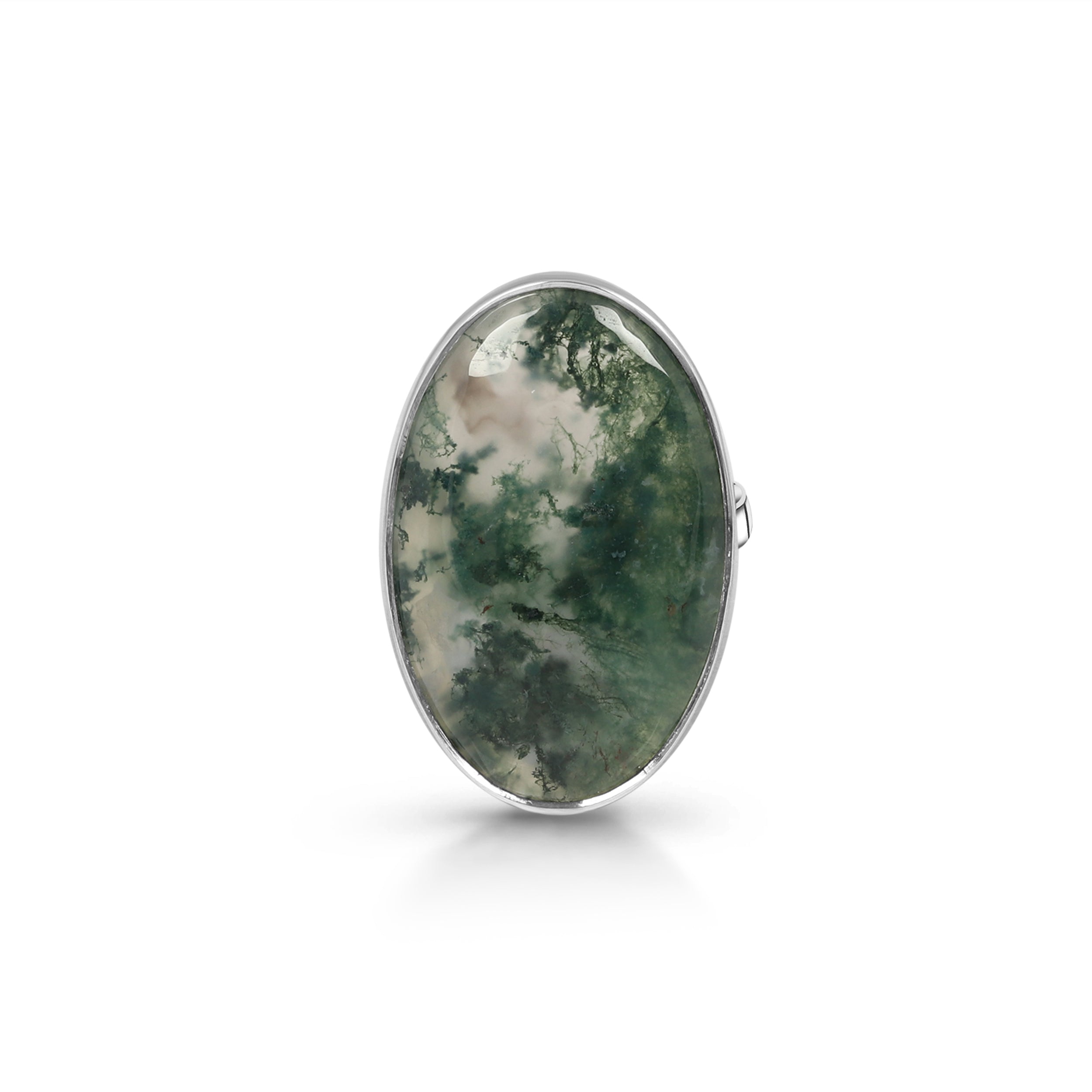 Premium Moss Agate Adjustable Ring - Elegant Statement Jewelry (MOA-R-6)