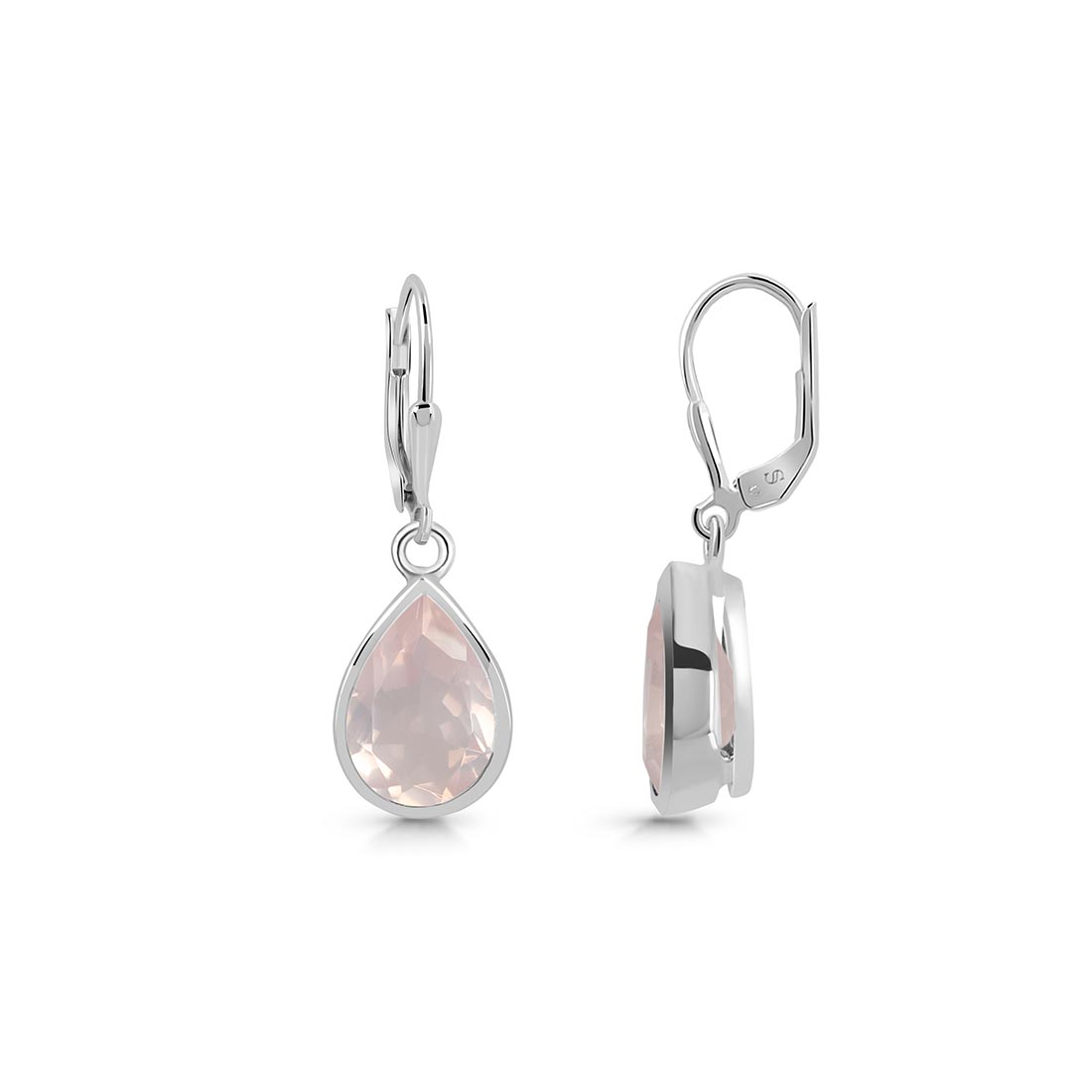 Premium Rose Quartz Leverback Earrings - Ultimate Elegance (RSQ-SE-1252)