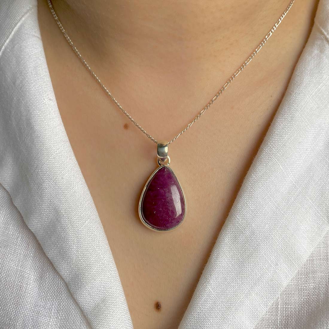 Premium Pink Ruby Zoisite Pendant - Elegant Sterling Silver Jewelry