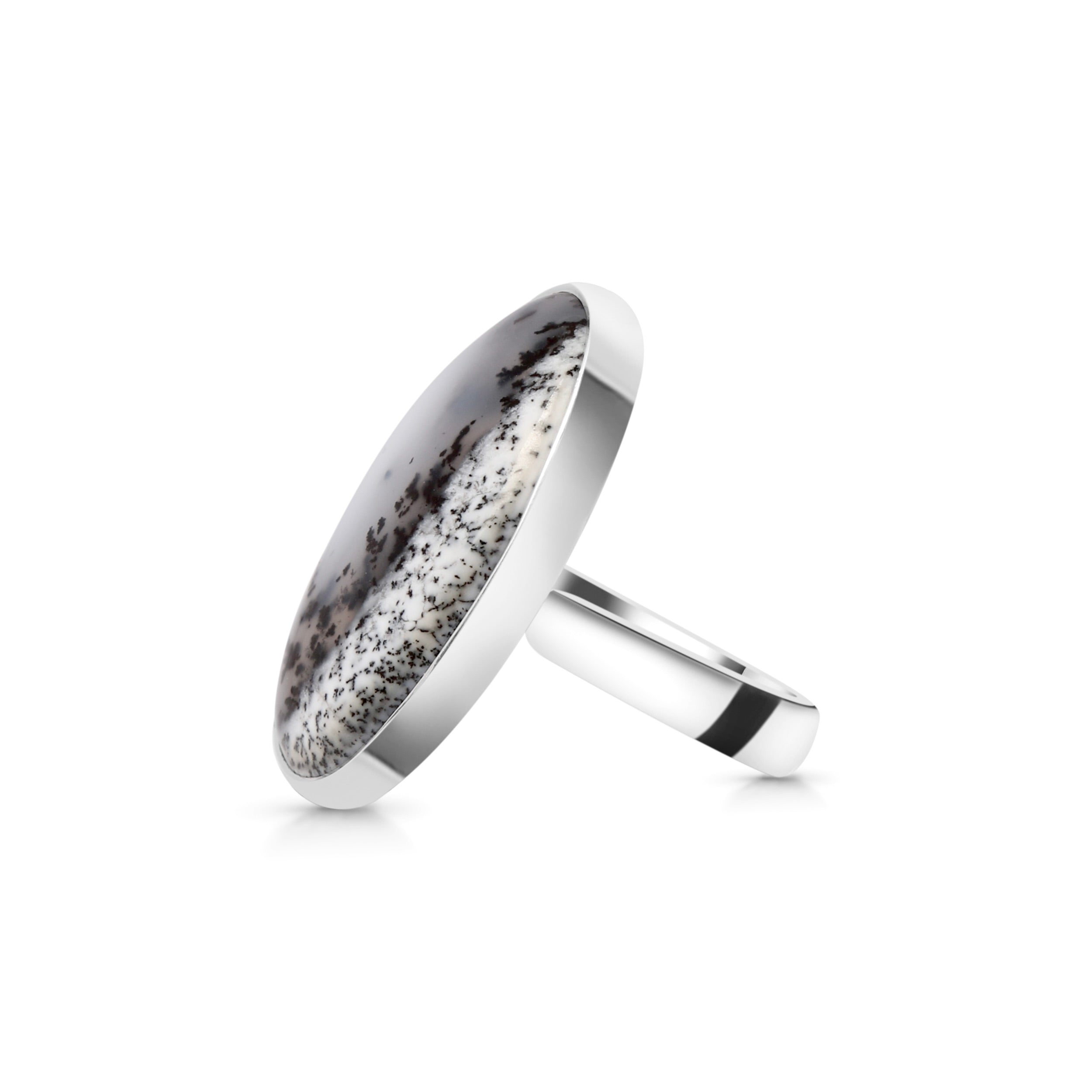 Premium Dendritic Agate Adjustable Ring - Elegant Tree-Inspired Design (DDA-R-19)