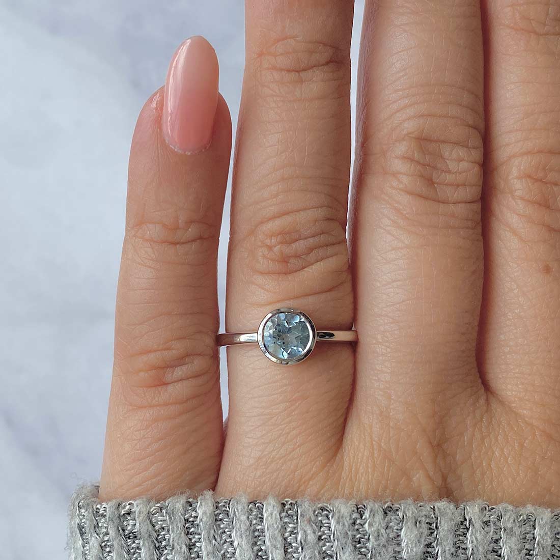 Premium Dainty Blue Topaz Ring - Ultimate Elegance (BTZ-SR-237)