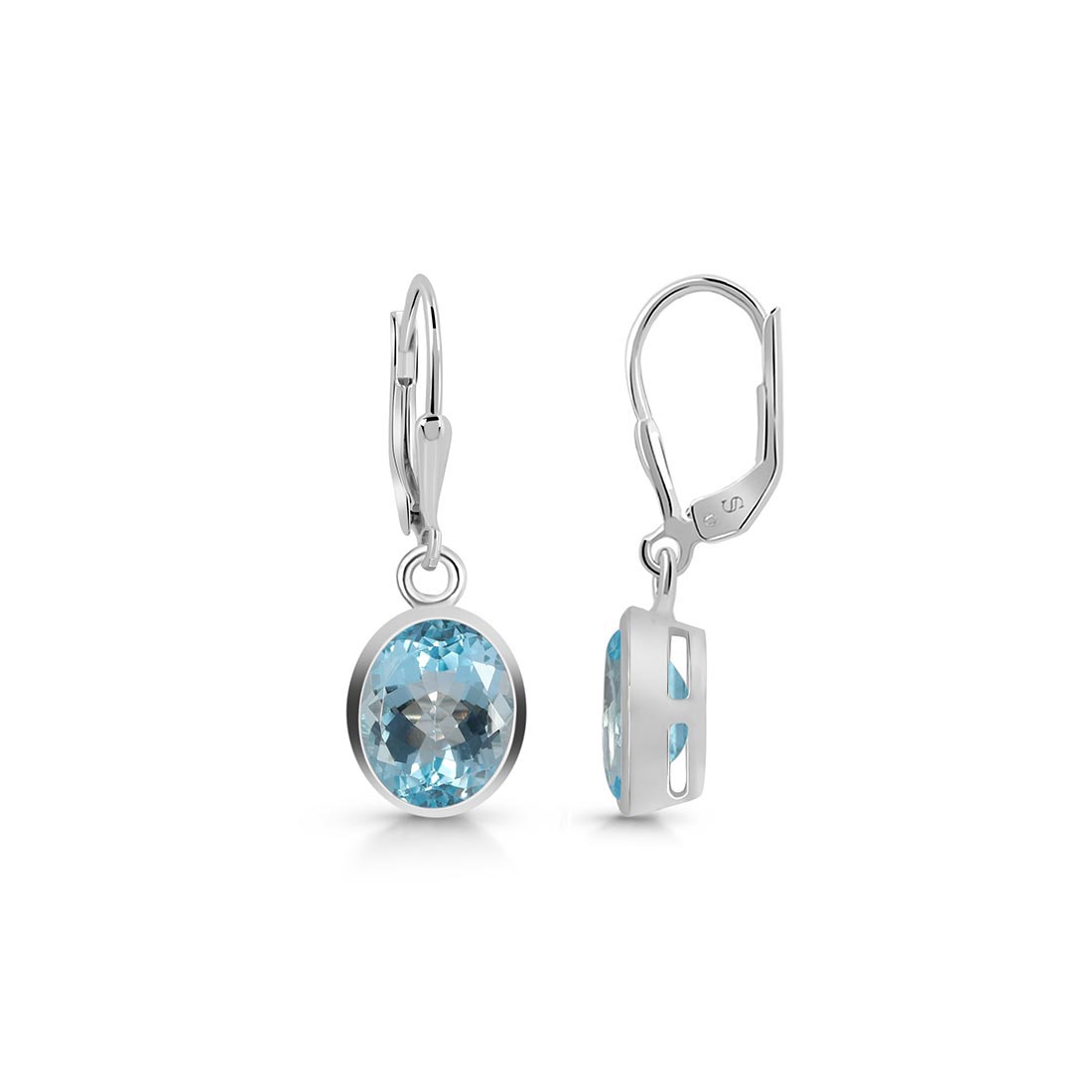 Premium Blue Topaz Leverback Earrings - Elegant Sagacia Design (BTZ-SE-713)