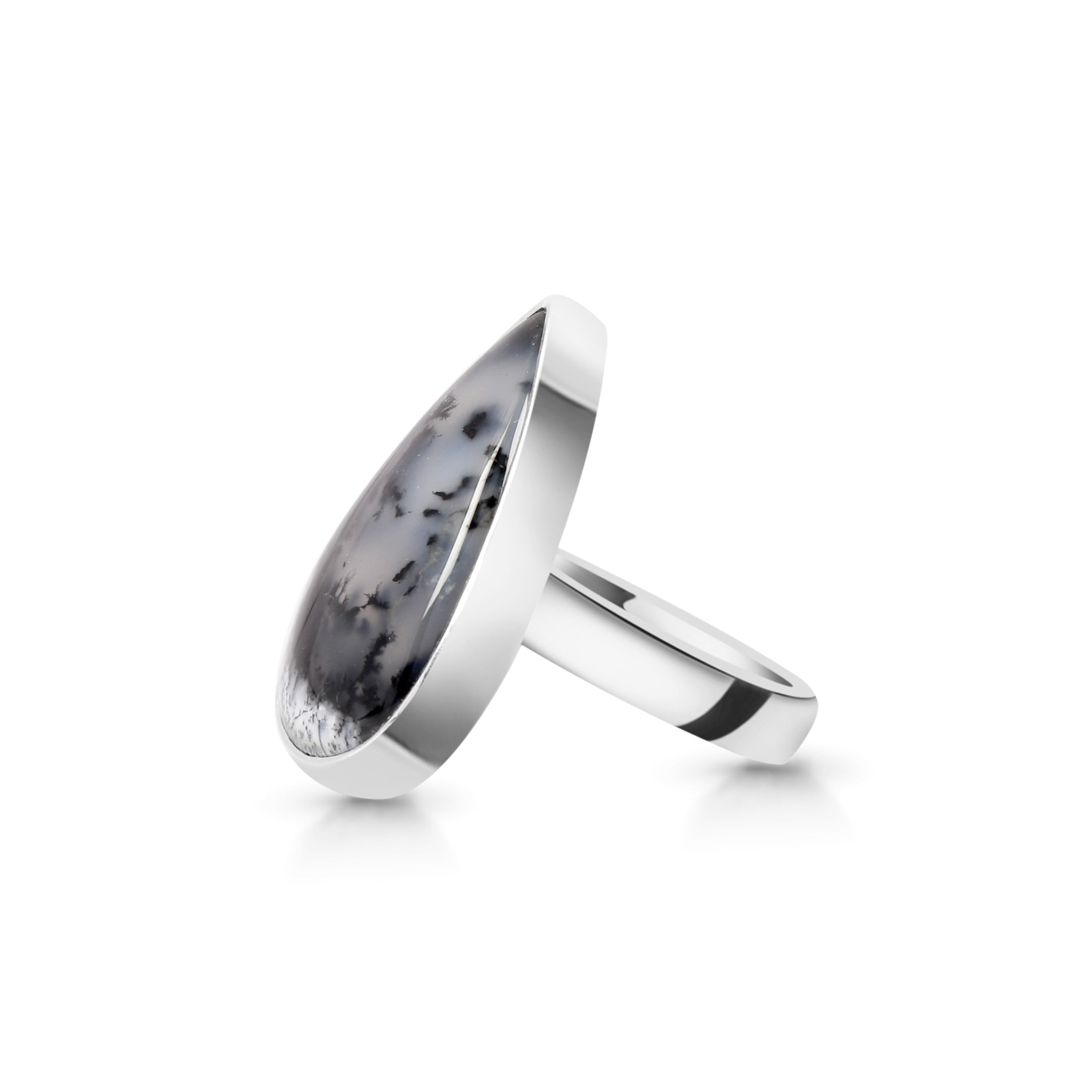 Premium Dendritic Agate Adjustable Ring - Ultimate Statement Piece