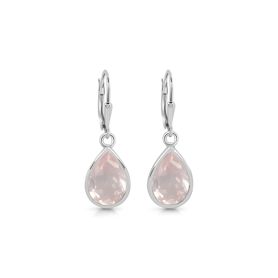 Premium Rose Quartz Leverback Earrings - Ultimate Elegance (RSQ-SE-1252)