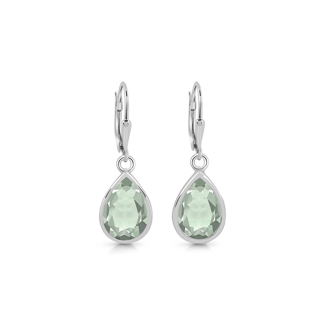 Premium Green Amethyst Leverback Earrings - Elegant Healing Jewelry