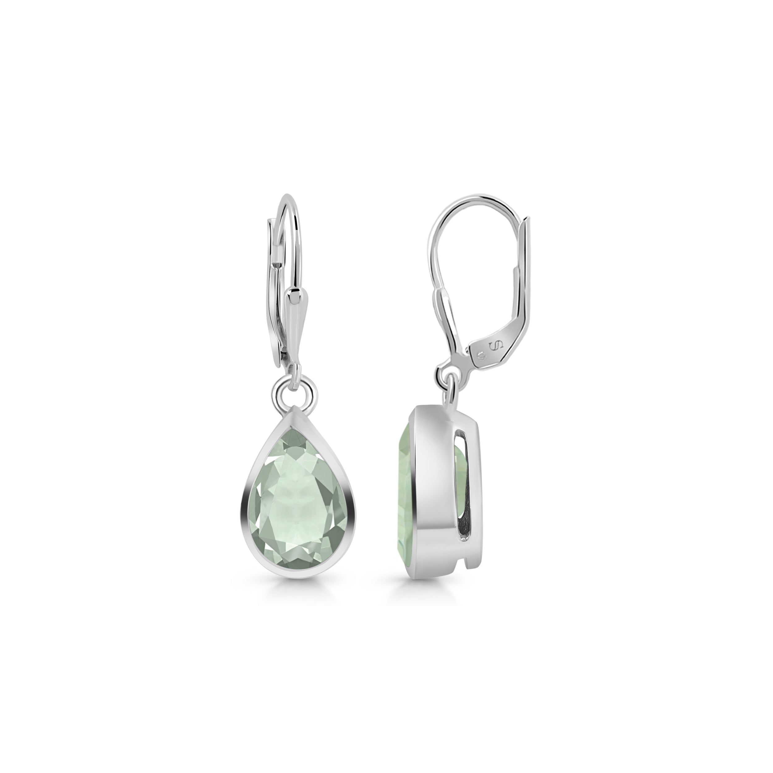 Premium Green Amethyst Leverback Earrings - Elegant & Healing