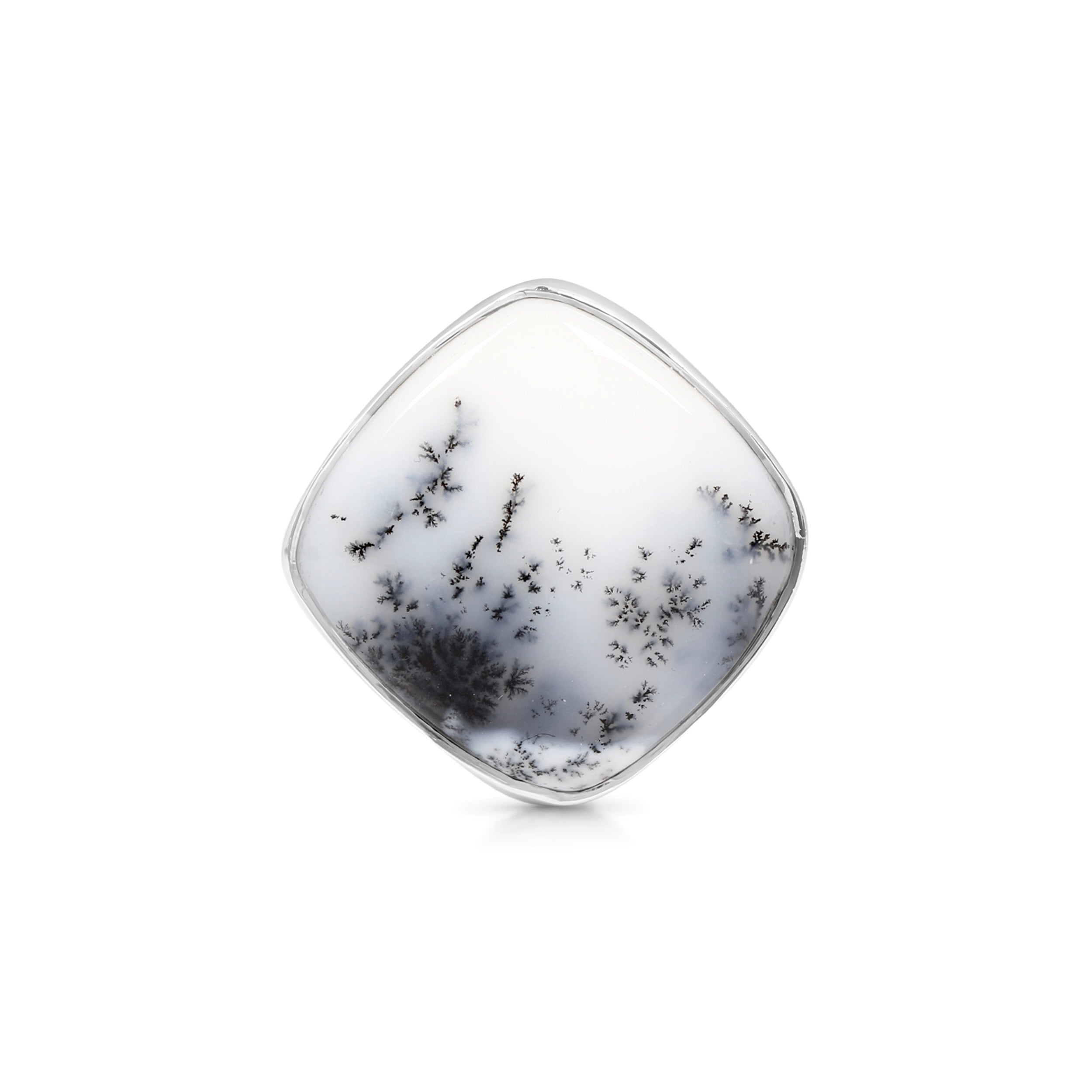 Premium Dendritic Agate Adjustable Ring - Elegant Statement Jewelry