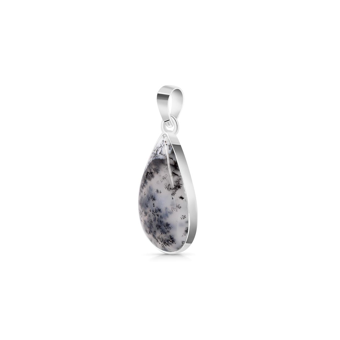 Premium Dendritic Agate Pendant - Elegant 925 Silver Jewelry