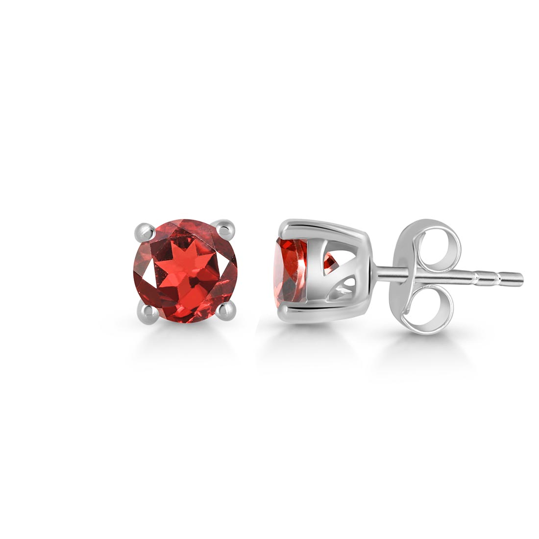 Premium Garnet Stud Earrings - Elegant Red Gemstone Jewelry (GAR-SE-1023)