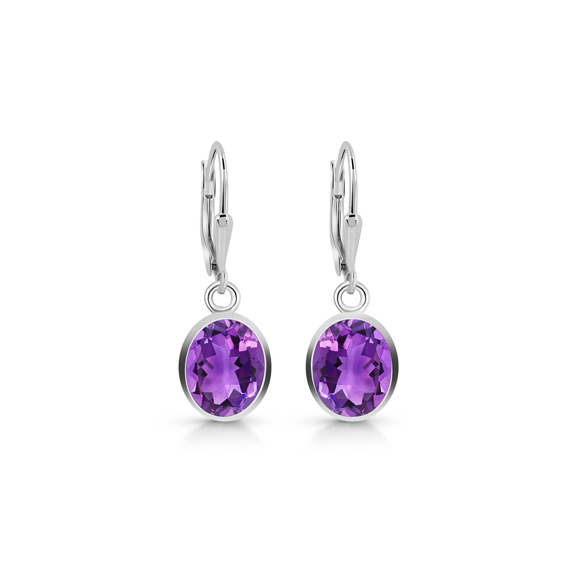 Premium Amethyst Leverback Earrings - Elegant Purple Gemstone Jewelry