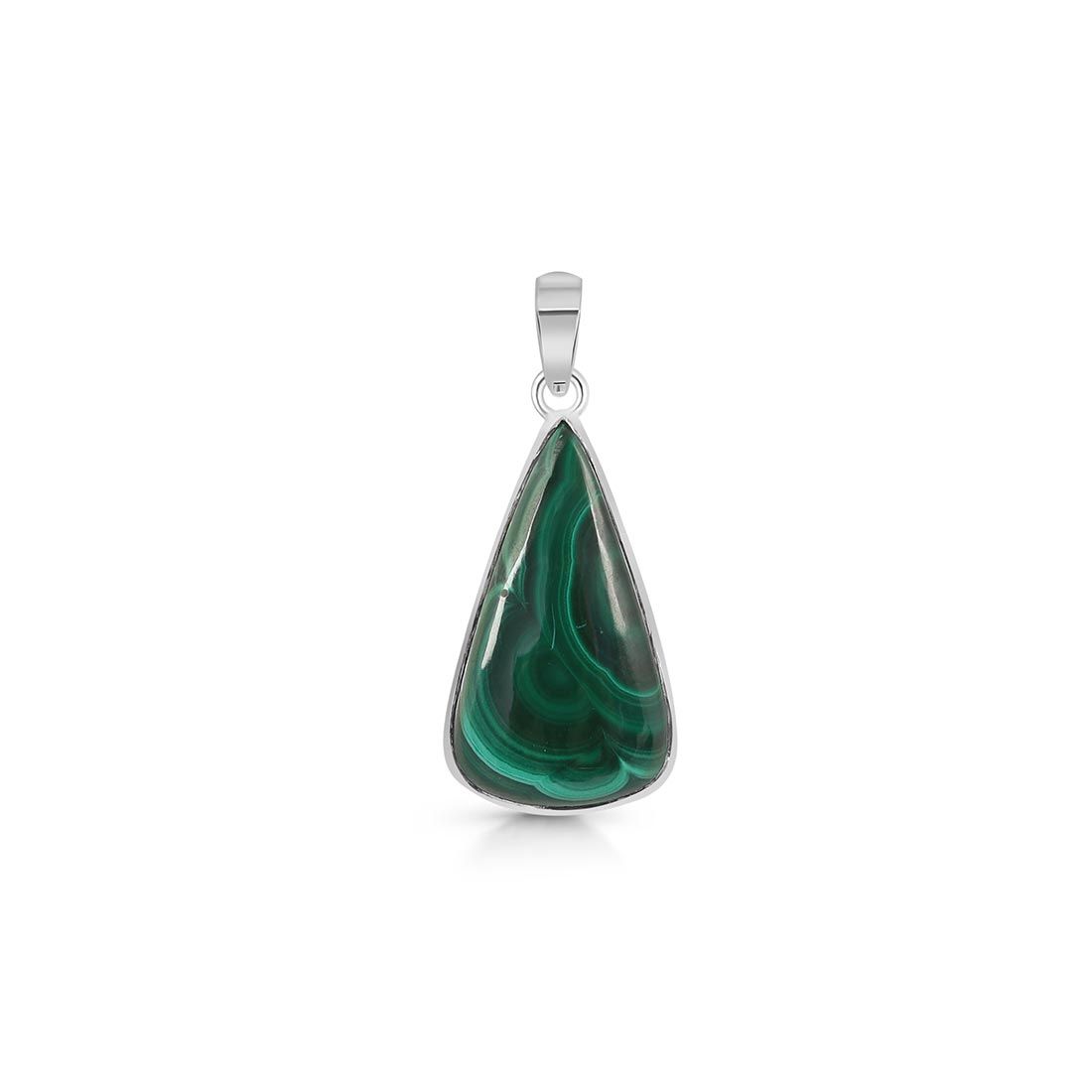 Premium Malachite Pendant - Elegant 925 Sterling Silver Jewelry (MLC-P-18)