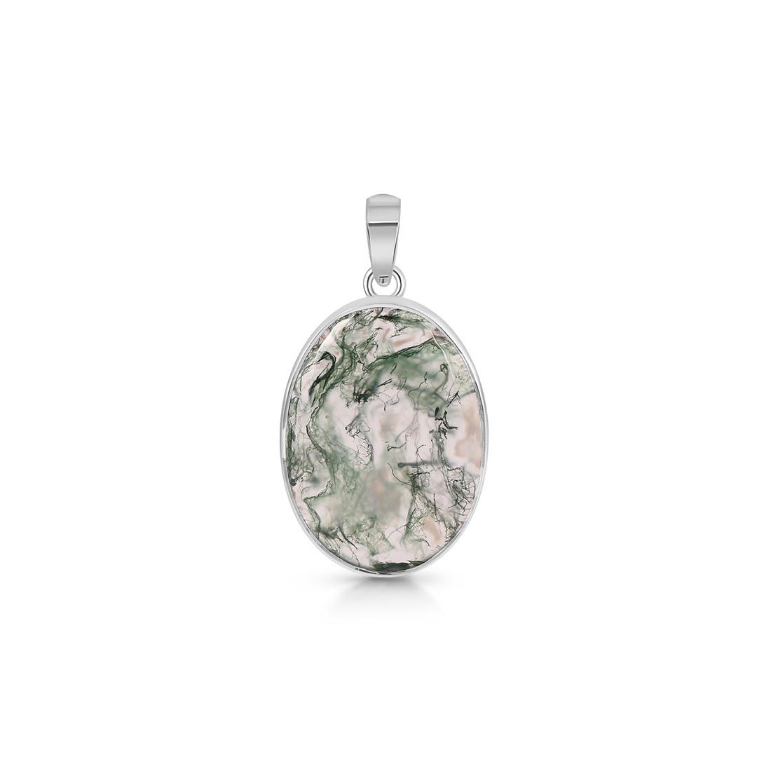 Premium Moss Agate Pendant - Elegant Nature-Inspired Jewelry