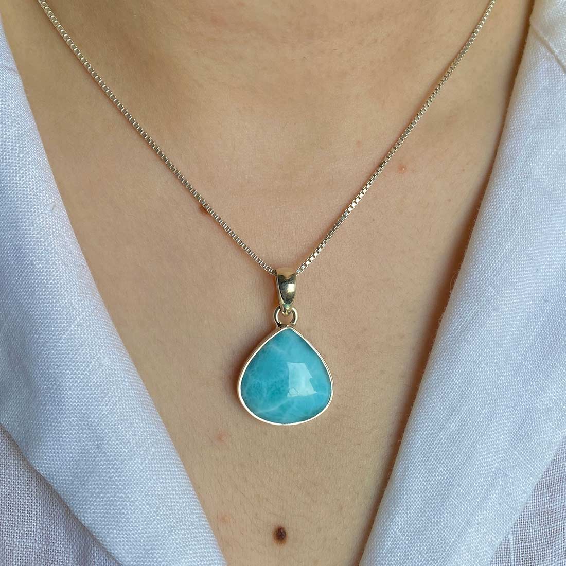 Premium Larimar Healing Pendant - LAR-P-12 (925 Sterling Silver)