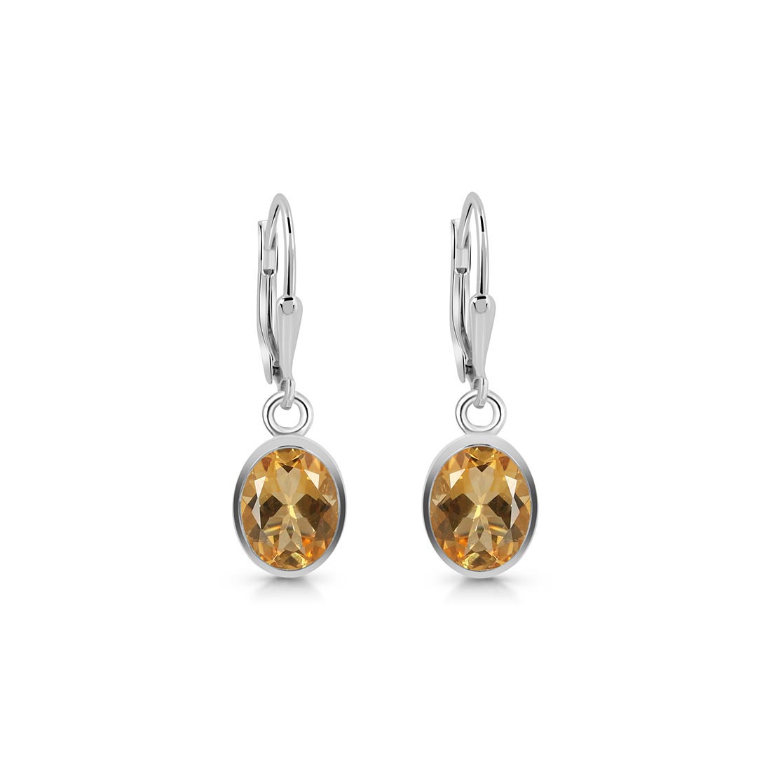 Premium Citrine Leverback Earrings - Elegant Yellow Gemstone Jewelry