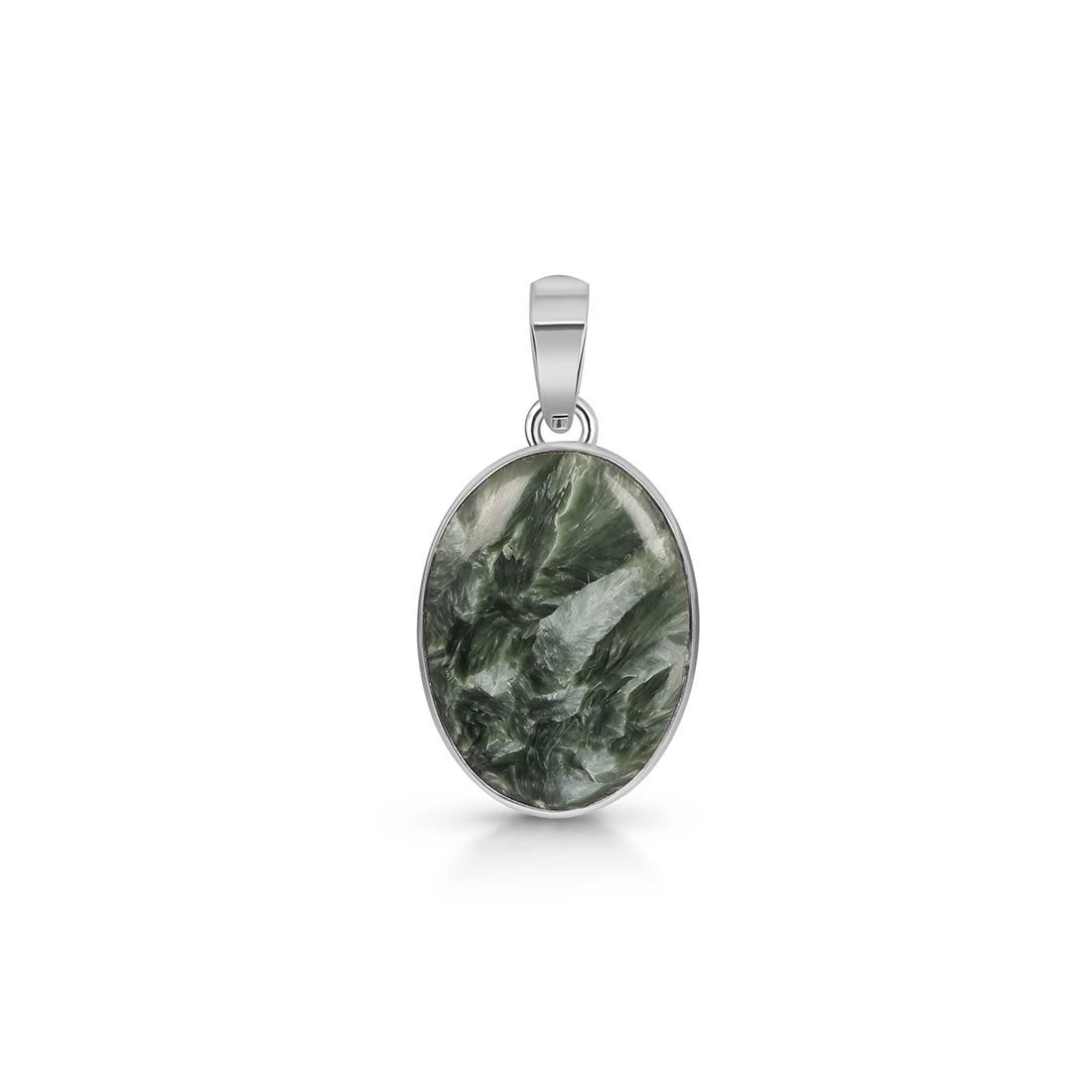 Premium Seraphinite Pendant - Elegant 925 Sterling Silver (SER-P-25)