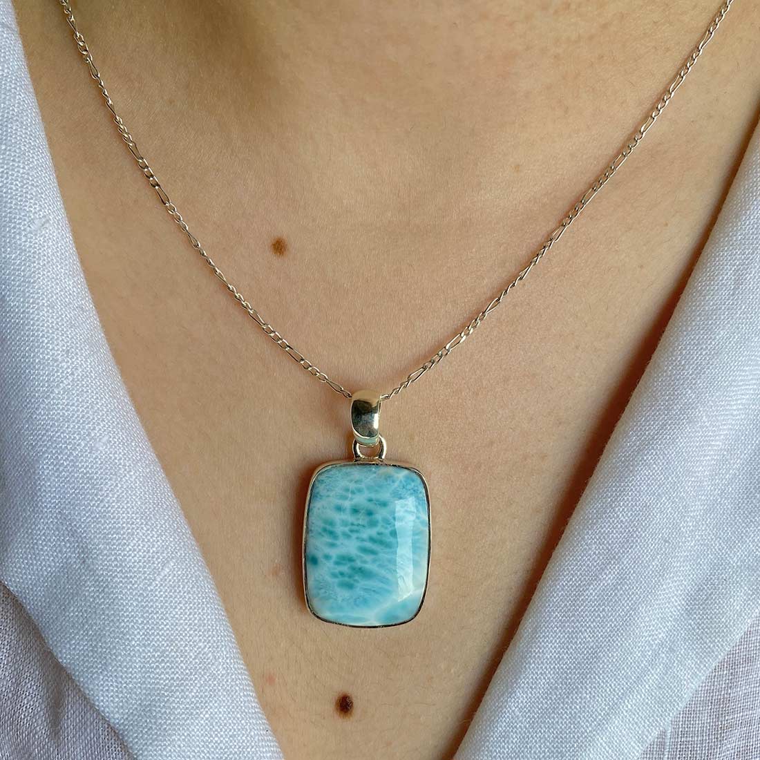 Premium Larimar Statement Pendant - LAR-P-21