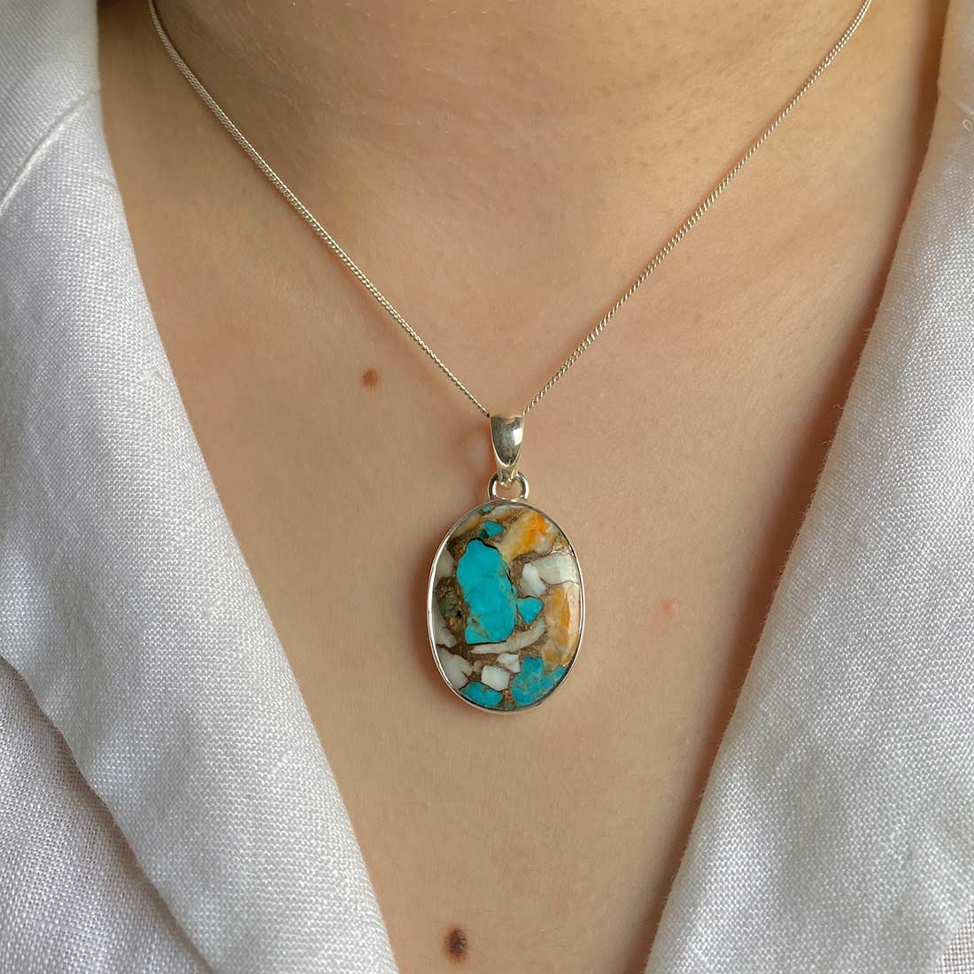 Premium Spiny Oyster Turquoise Pendant - Elegant Statement Jewelry