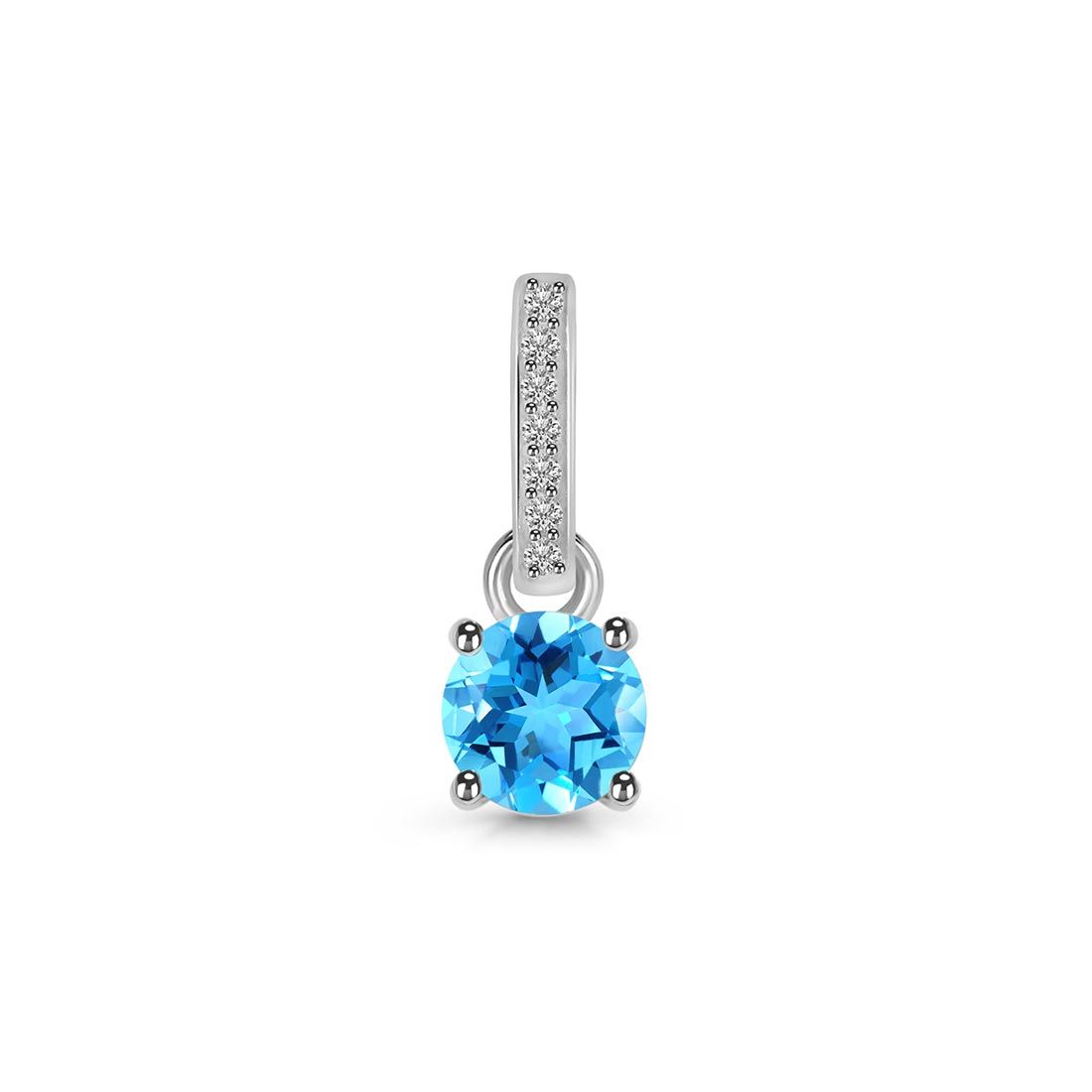 Premium Swiss Blue Topaz Pendant - Elegant 925 Sterling Silver Jewelry