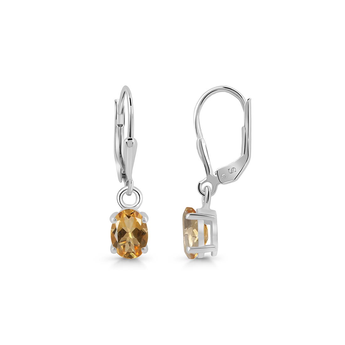 Premium Citrine Leverback Earrings - Elegant 925 Sterling Silver with Rhodium Vermeil