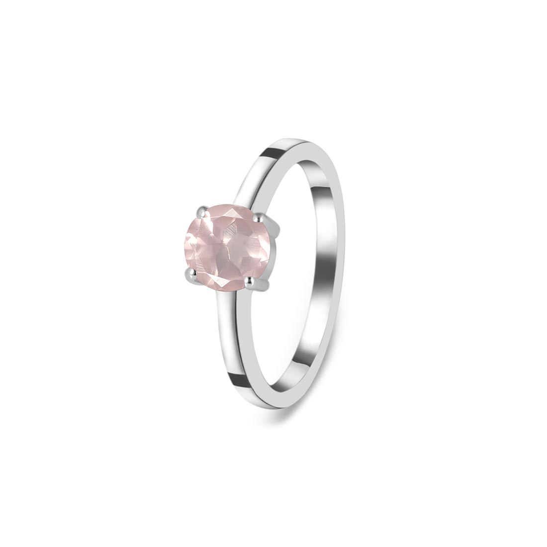 Premium Rose Quartz Ring - Elegant 925 Sterling Silver (RSQ-SR-236)