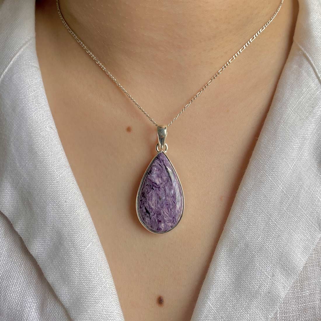 Premium Charoite Silver Pendant - CHR-P-16