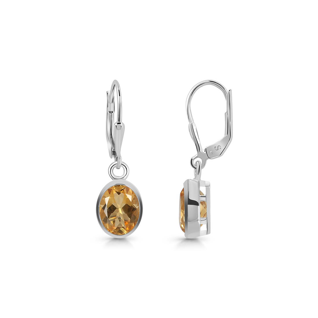 Premium Citrine Leverback Earrings - Elegant Yellow Gemstone Jewelry