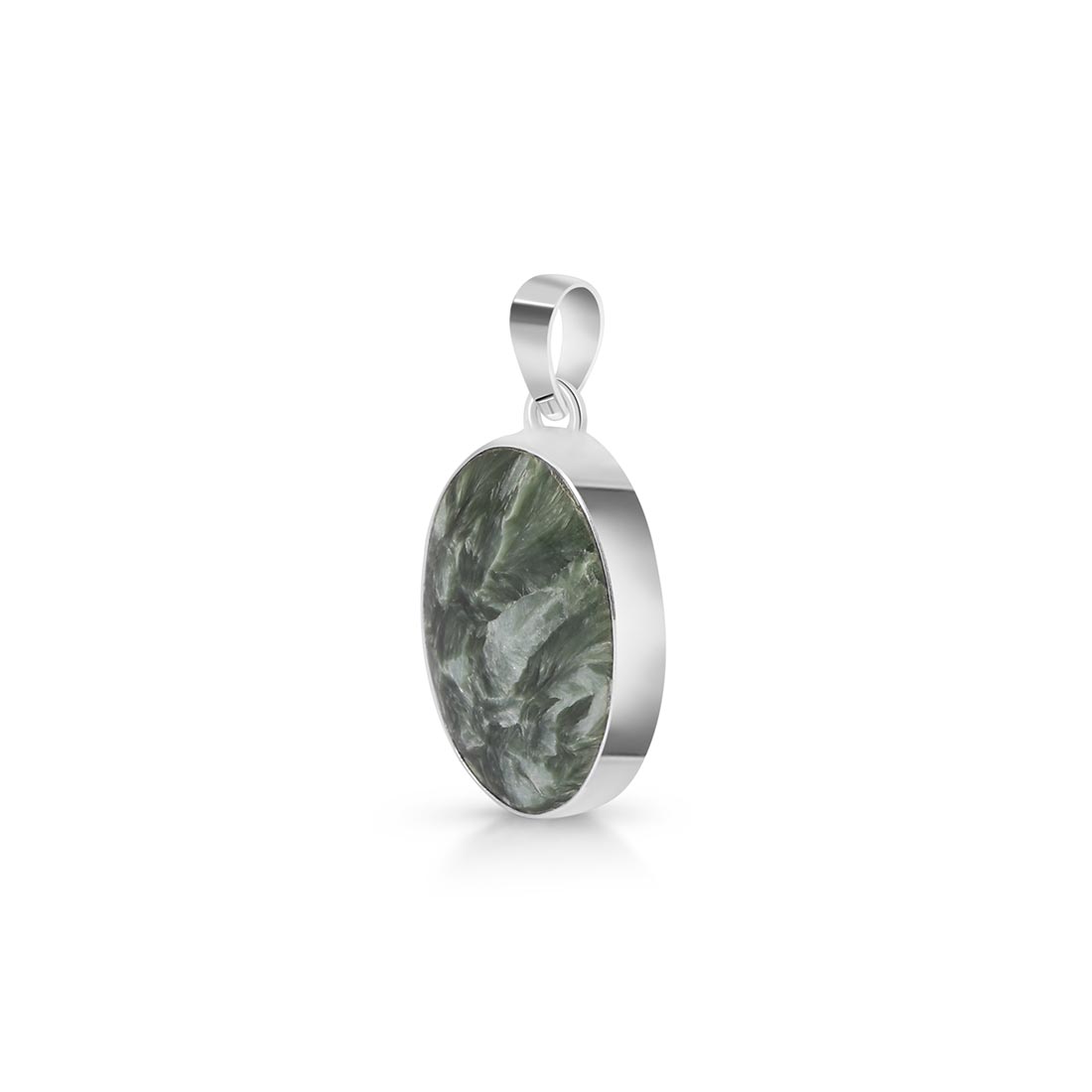 Premium Seraphinite Pendant - Elegant 925 Sterling Silver (SER-P-25)