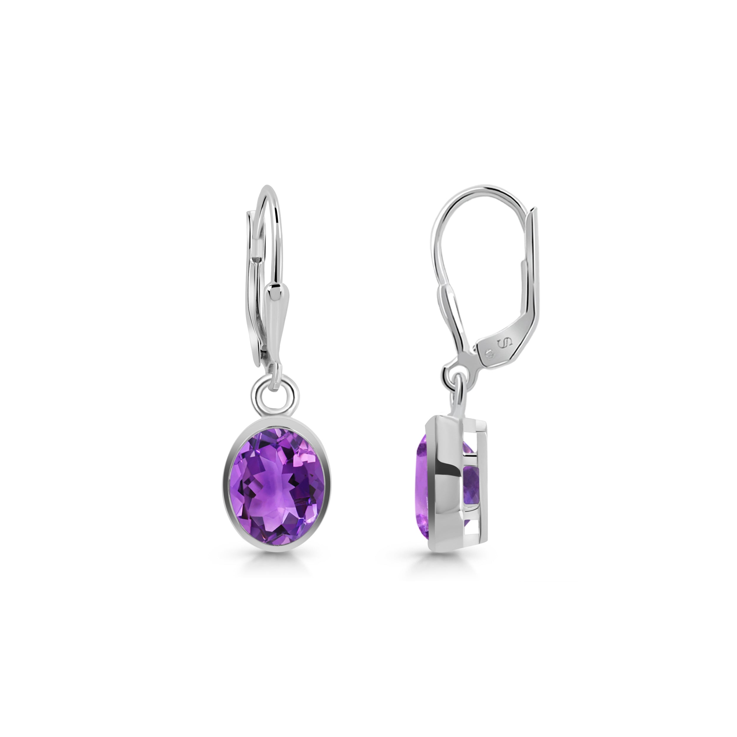 Sagacia Premium Amethyst Leverback Earrings - Elegant Purple Gemstone Jewelry