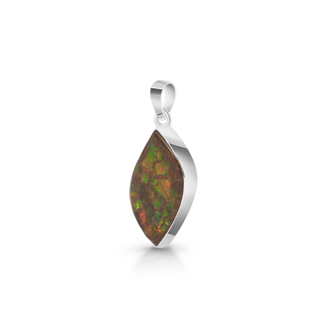 Premium Ammolite Pendant - Elegant 925 Sterling Silver Jewelry