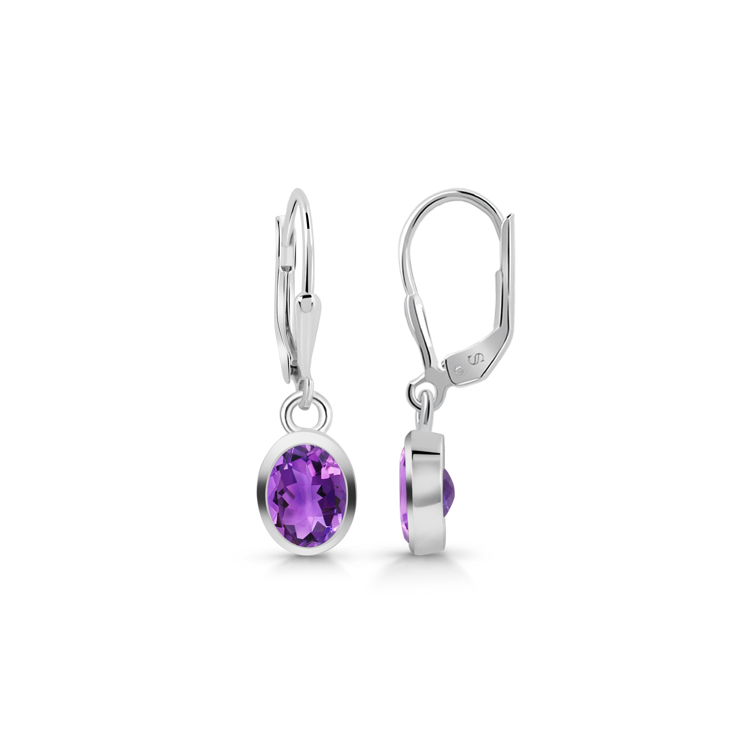 Premium Amethyst Leverback Earrings - Ultimate Elegance (AMT-SE-547)