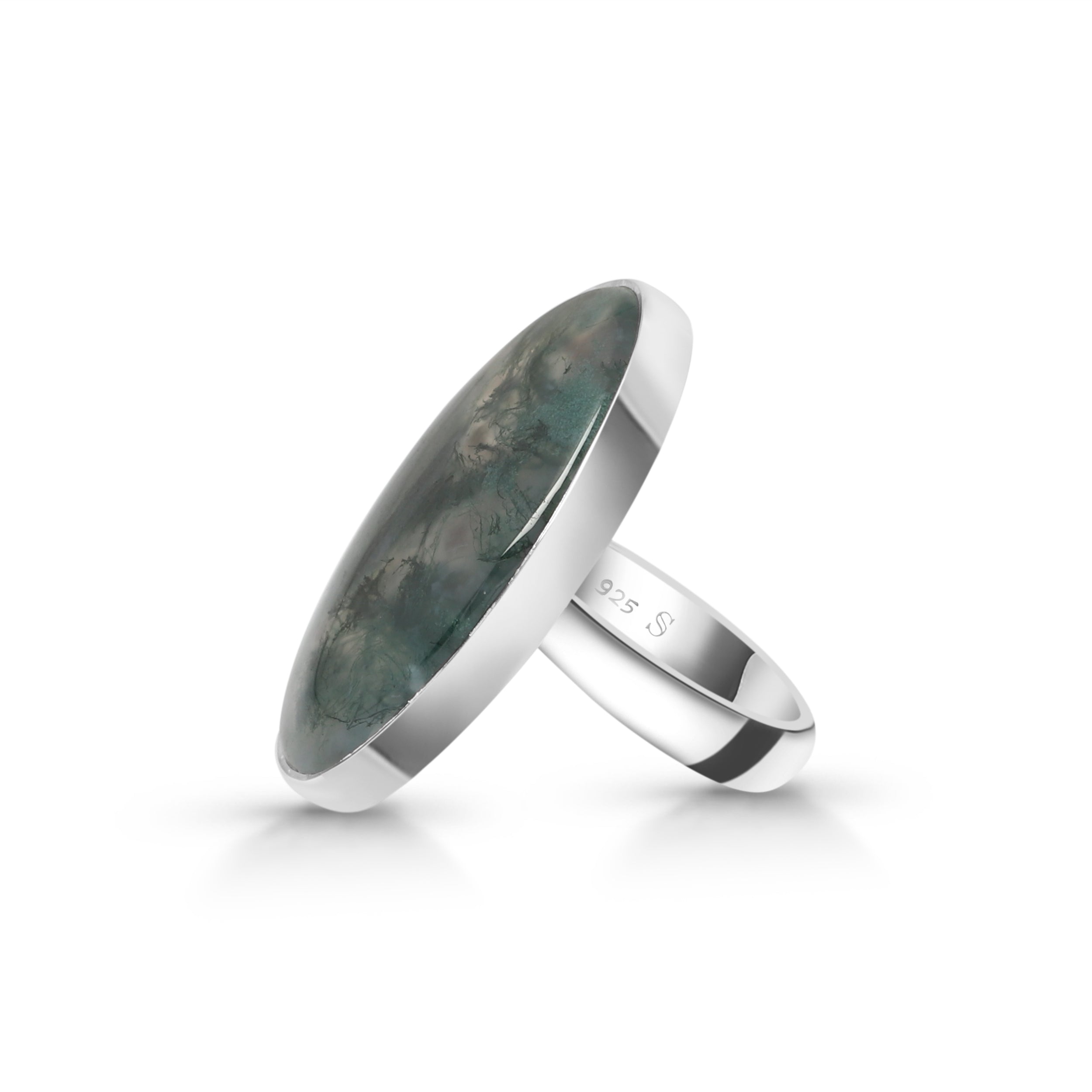 Premium Moss Agate Adjustable Ring - Elegant Statement Jewelry